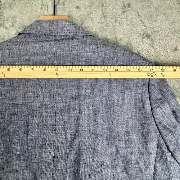 Murano Baird McNutt Linen Blazer Mens Medium Blue Two Button Sport Coat - Picture 11 of 12